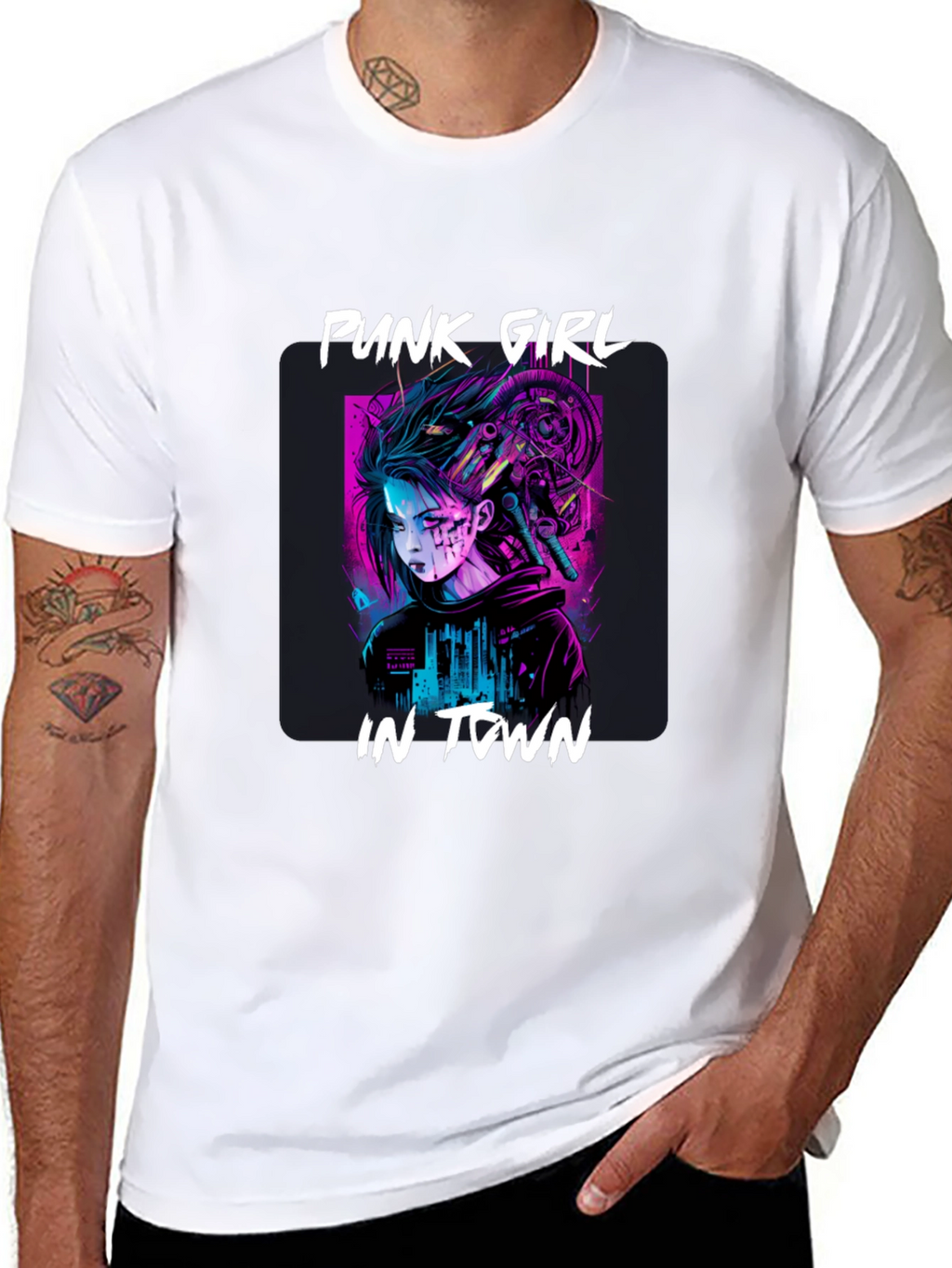 Punk Girl in Town Black T-Shirt