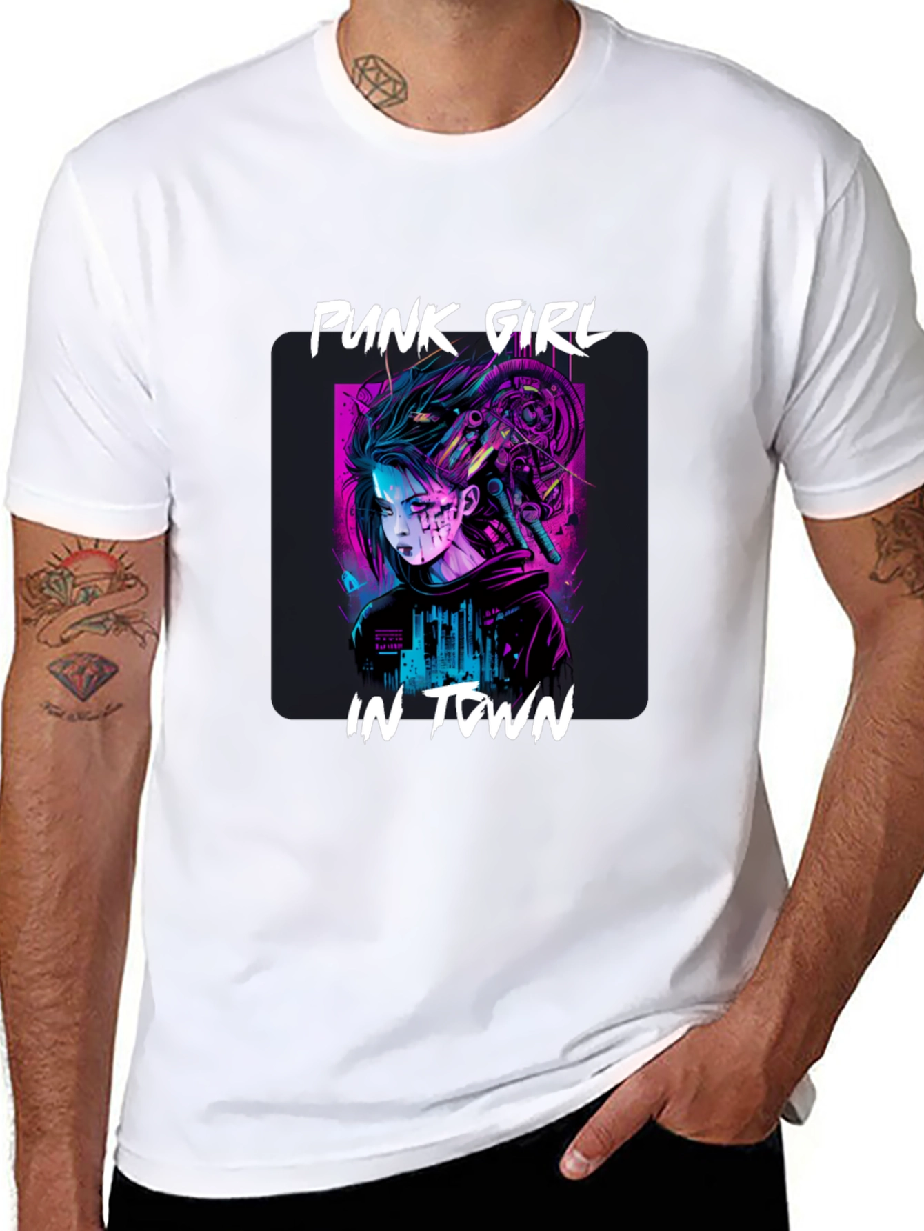 Punk Girl in Town Black T-Shirt