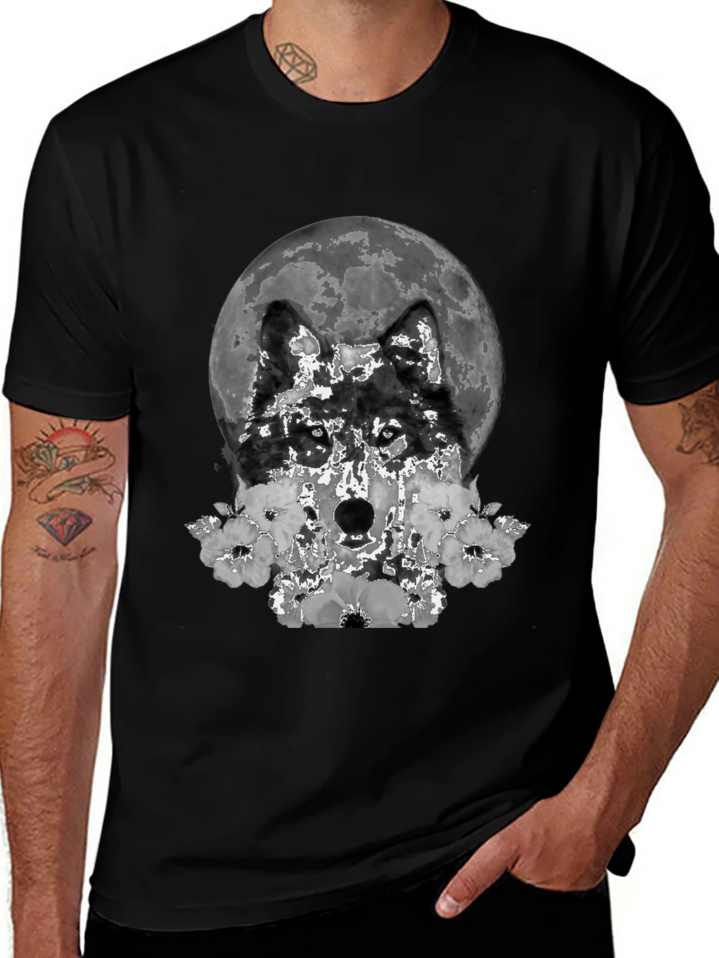 Wolf Moon Floral Graphic T-Shirt