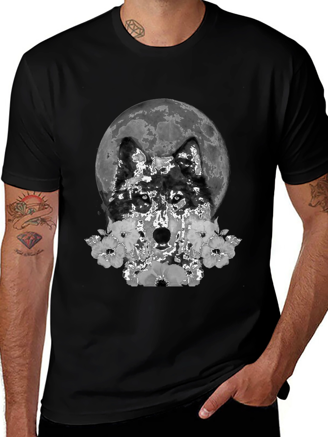 Wolf Moon Floral Graphic T-Shirt