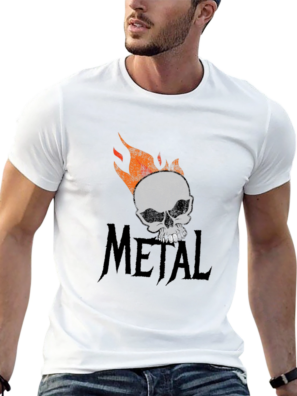 Metal Skull Graphic T-Shirt - Black