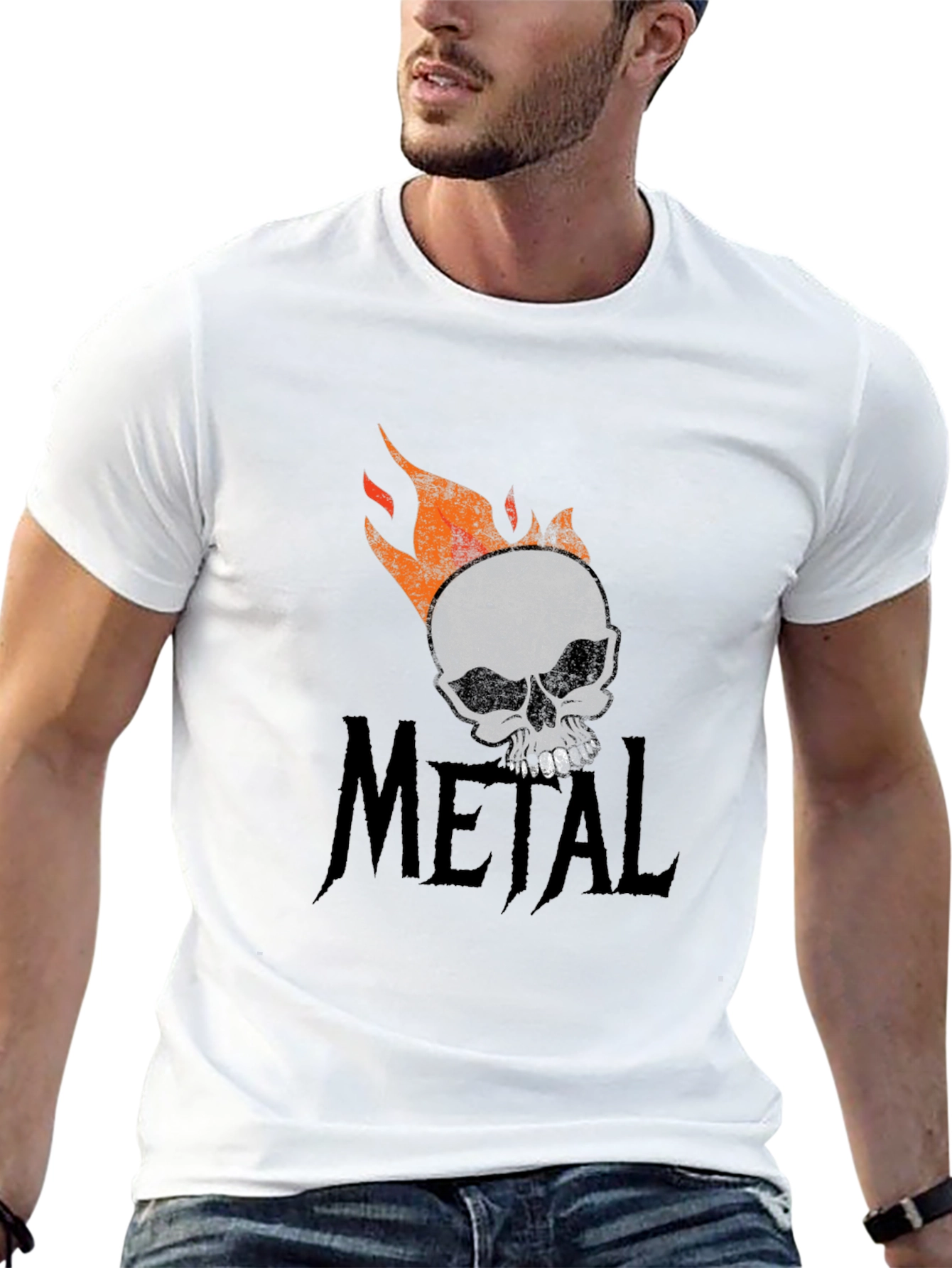 Metal Skull Graphic T-Shirt - Black