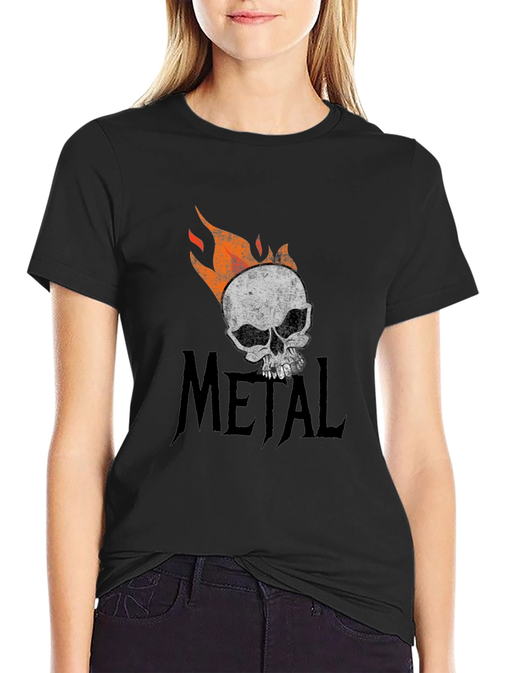 Metal Skull Graphic T-Shirt - Black
