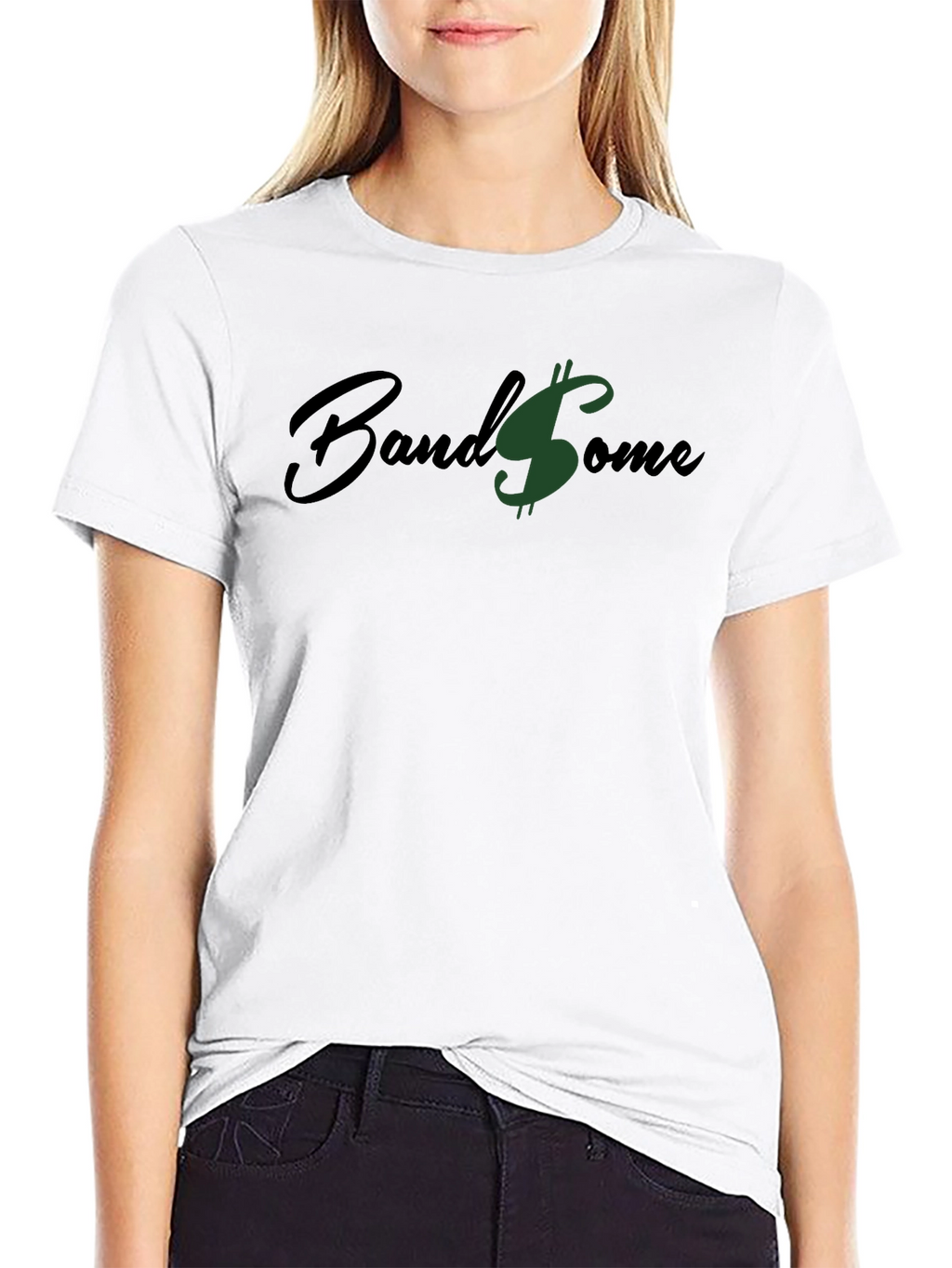 Band$ome Black Graphic Tee - Stylish Money Design