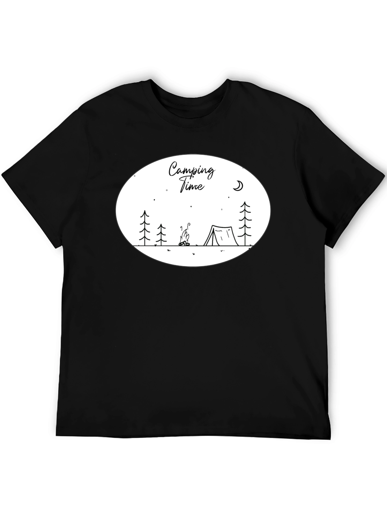 Camping Time Graphic Tee - Black Cotton Shirt