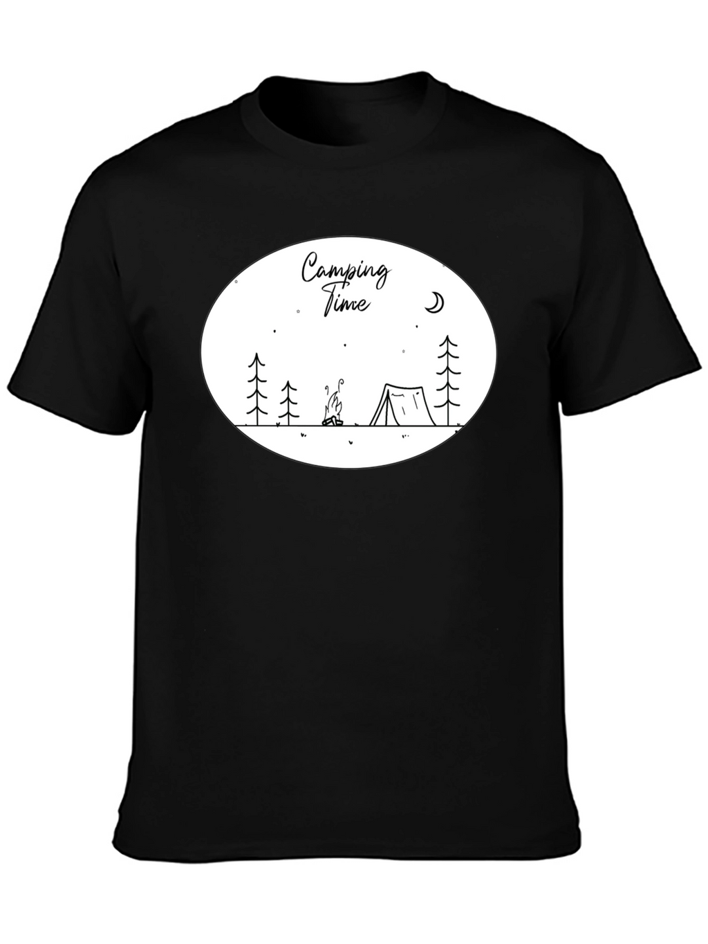 Camping Time Graphic Tee - Black Cotton Shirt