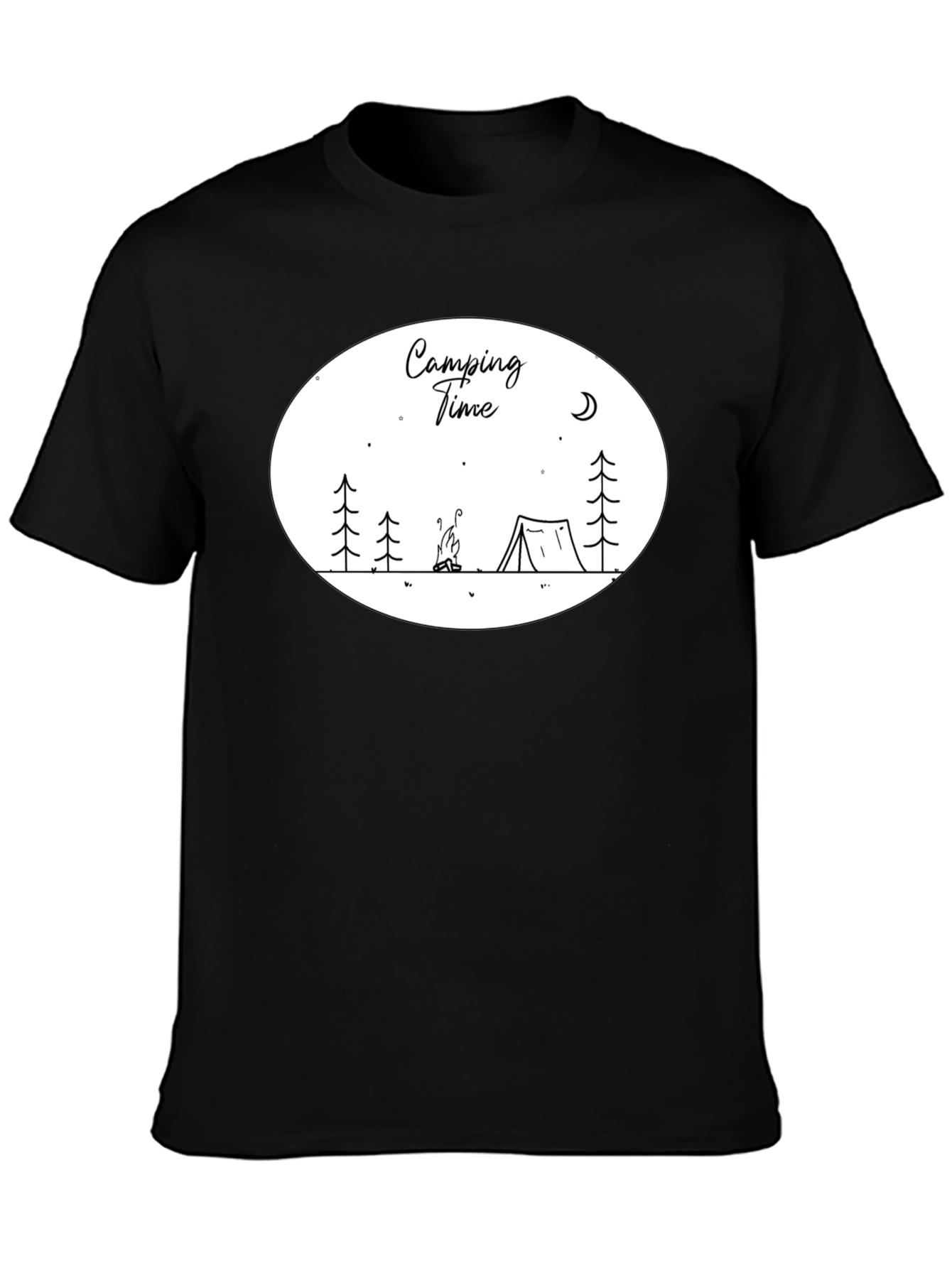 Camping Time Graphic Tee - Black Cotton Shirt