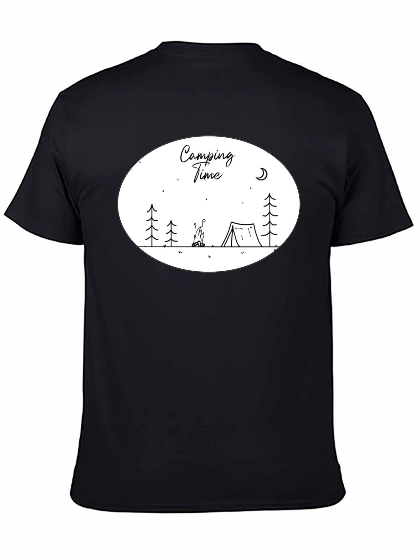 Camping Time Graphic Tee - Black Cotton Shirt