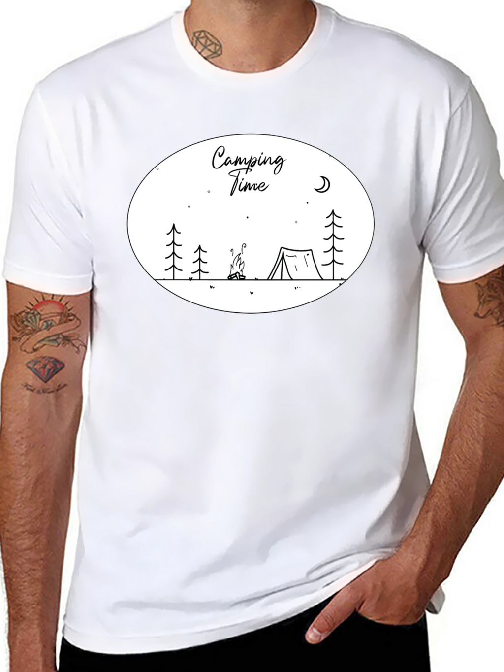 Camping Time Graphic Tee - Black Cotton Shirt