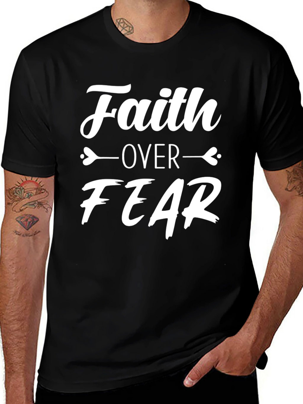 Faith Over Fear Graphic T-Shirt - Black