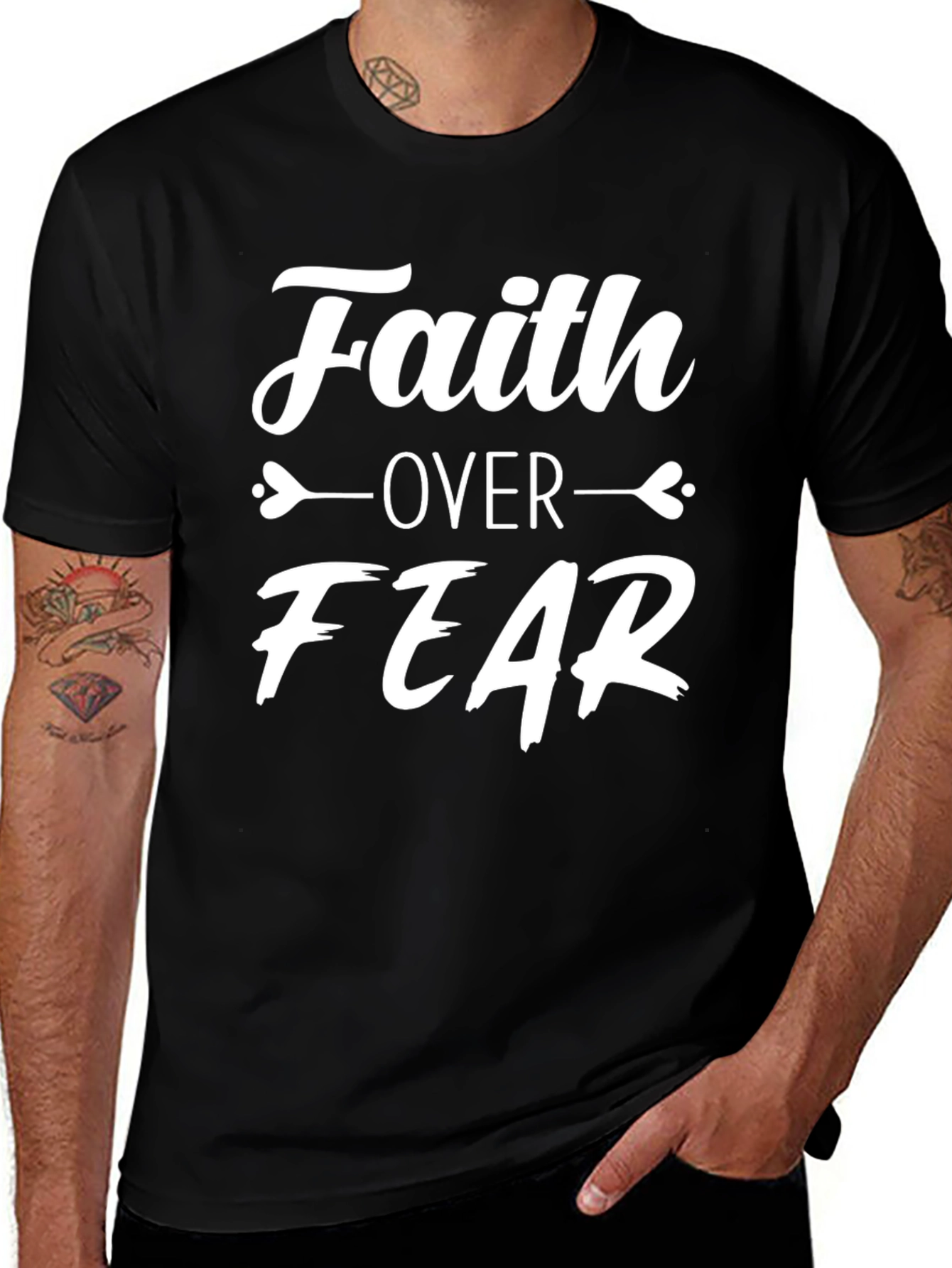 Faith Over Fear Graphic T-Shirt - Black