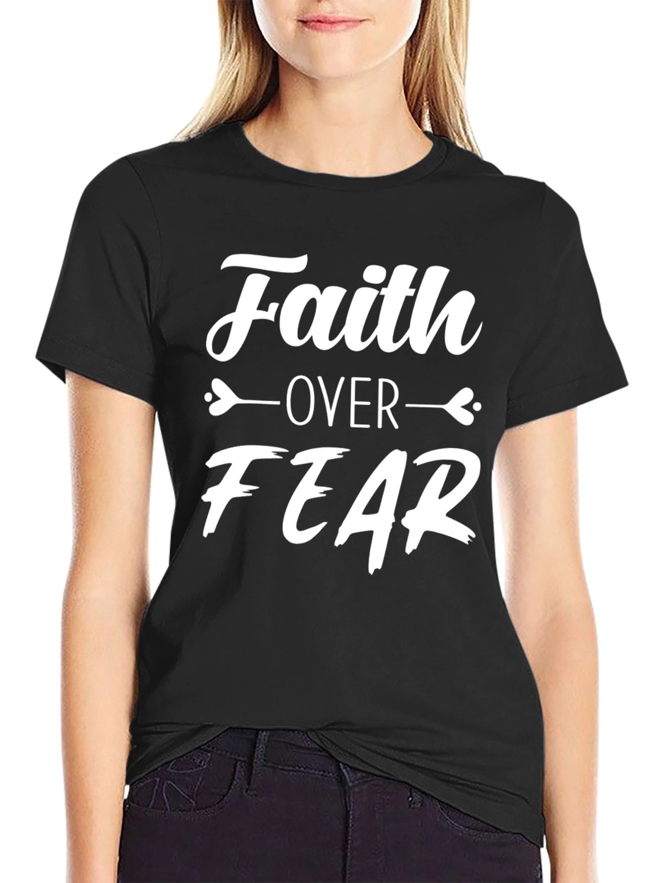 Faith Over Fear Graphic T-Shirt - Black