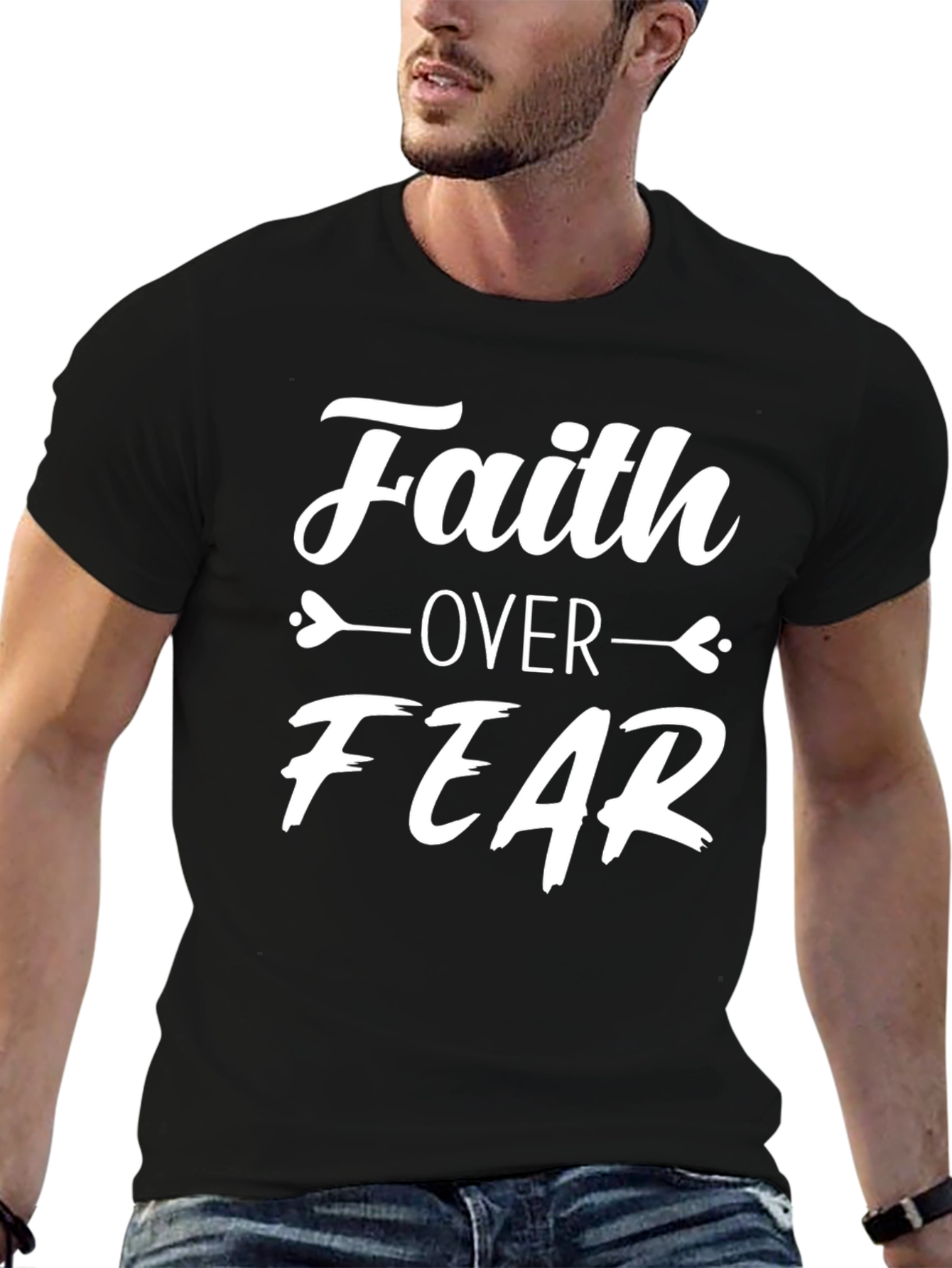 Faith Over Fear Graphic T-Shirt - Black