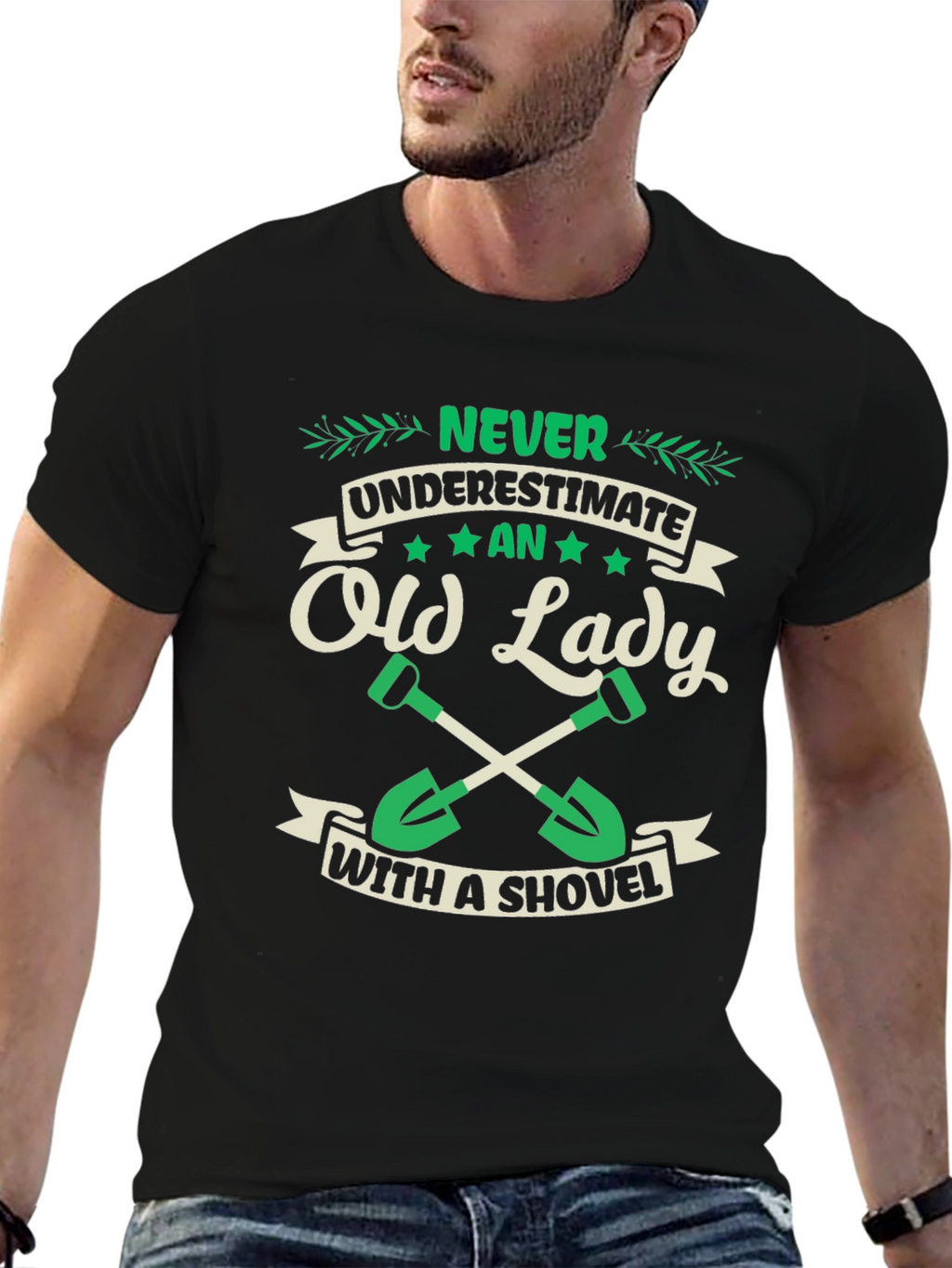 Old Lady With Shovel Graphic T-Shirt