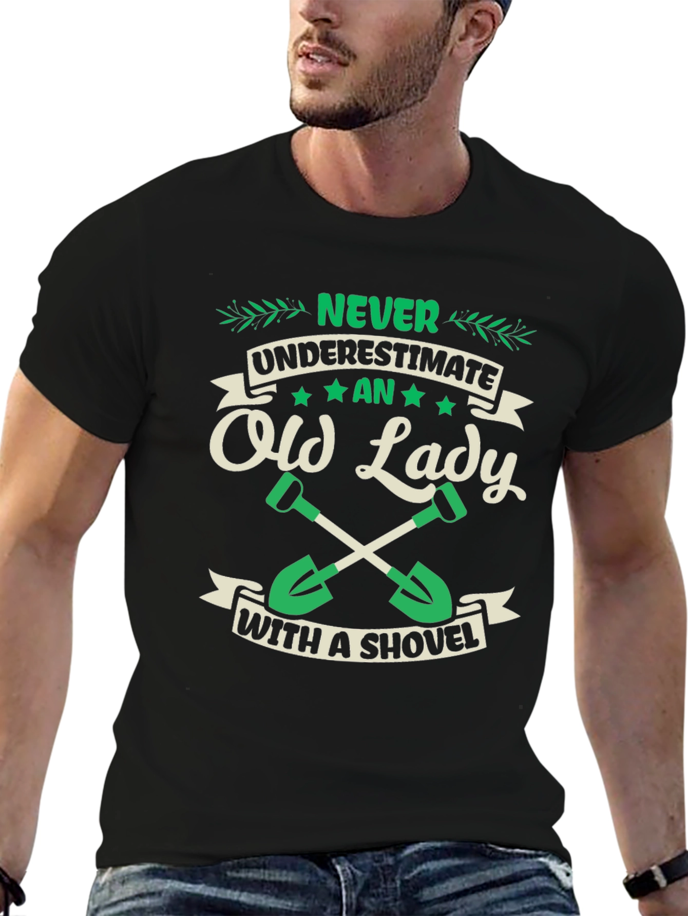 Old Lady With Shovel Graphic T-Shirt