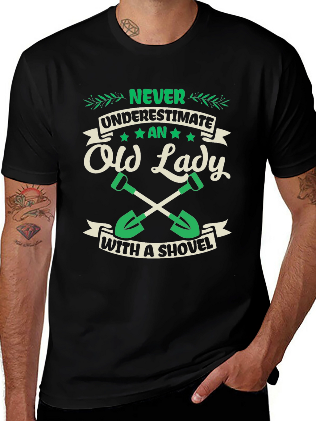 Old Lady With Shovel Graphic T-Shirt