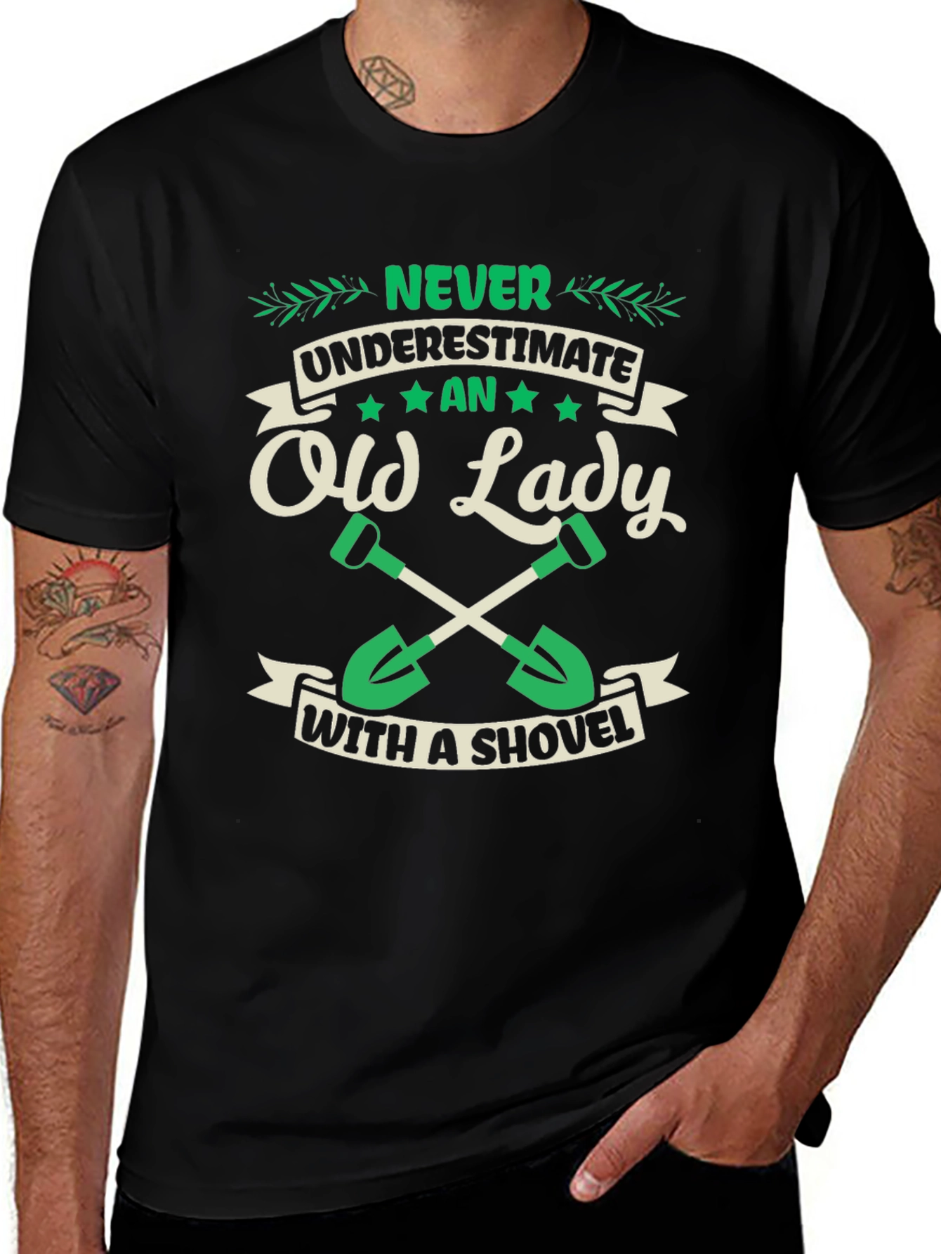 Old Lady With Shovel Graphic T-Shirt