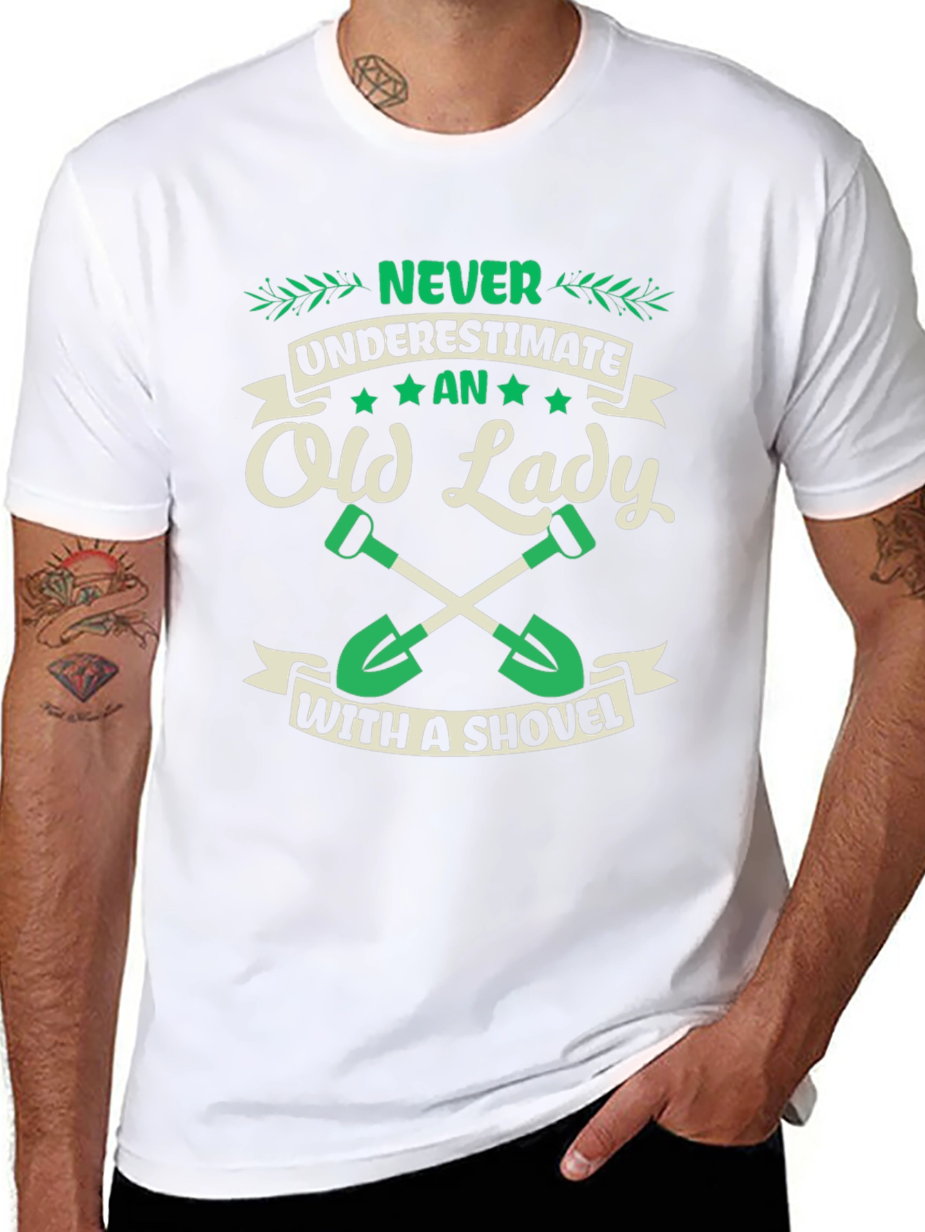 Old Lady With Shovel Graphic T-Shirt