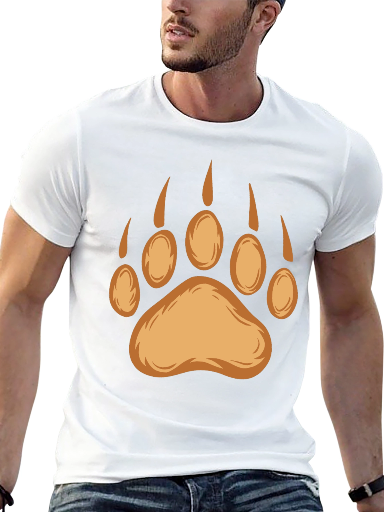 Bear Paw Print Graphic Tee - Black