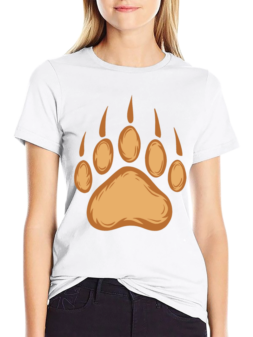 Bear Paw Print Graphic Tee - Black