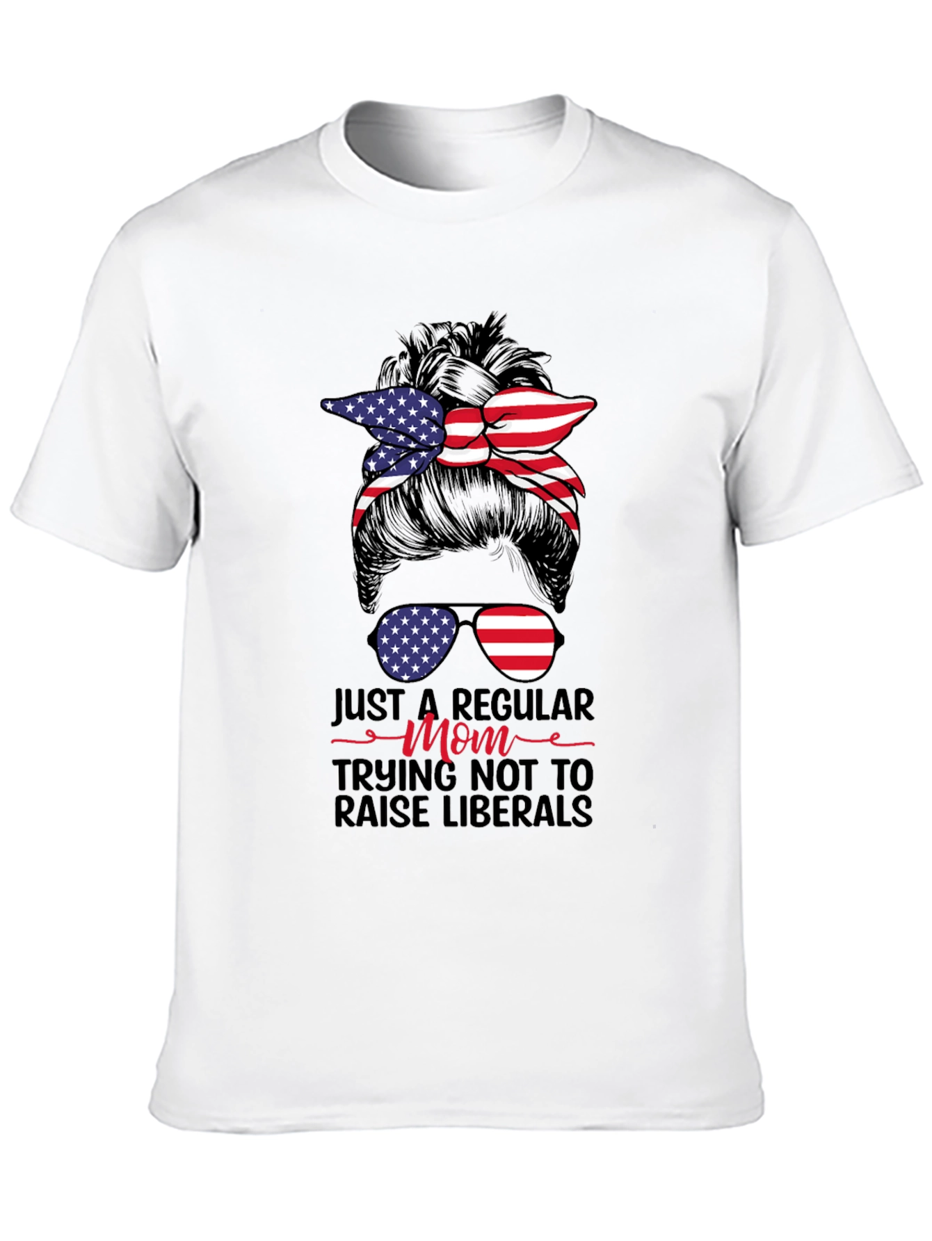 Patriotic Mom Messy Bun T-Shirt - Conservative Tee
