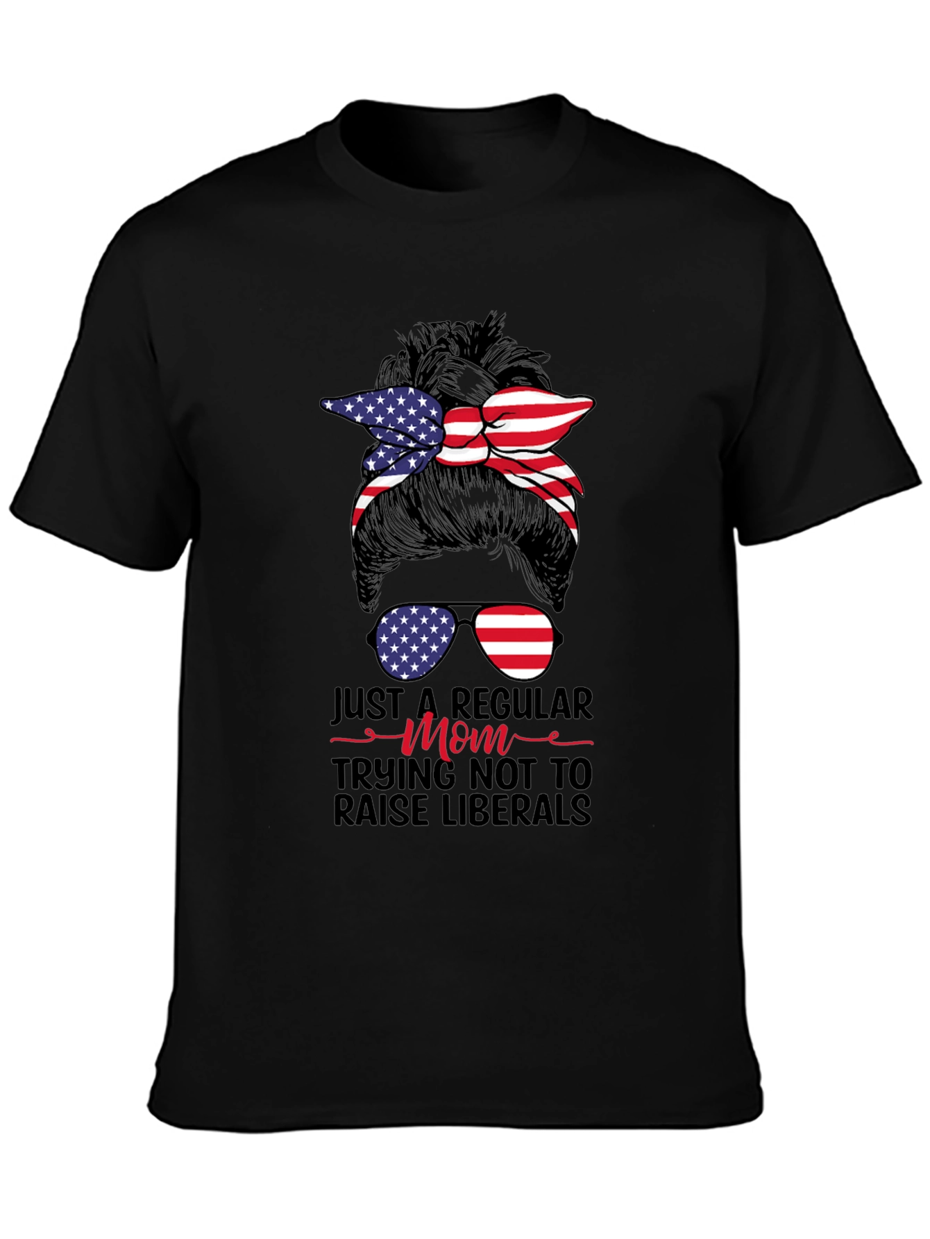 Patriotic Mom Messy Bun T-Shirt - Conservative Tee