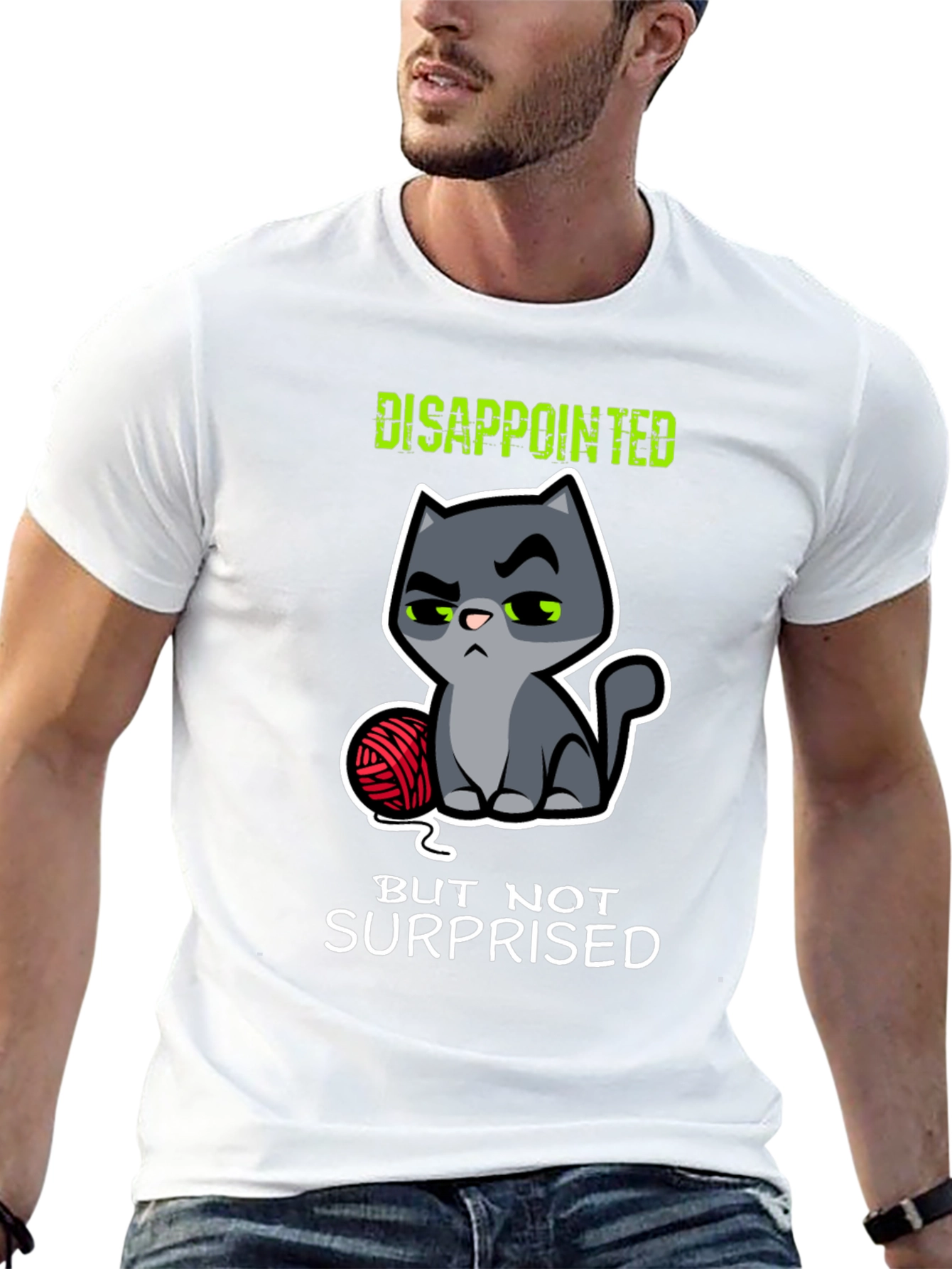 Disappointed Cat Graphic T-Shirt - Funny Kitten Tee