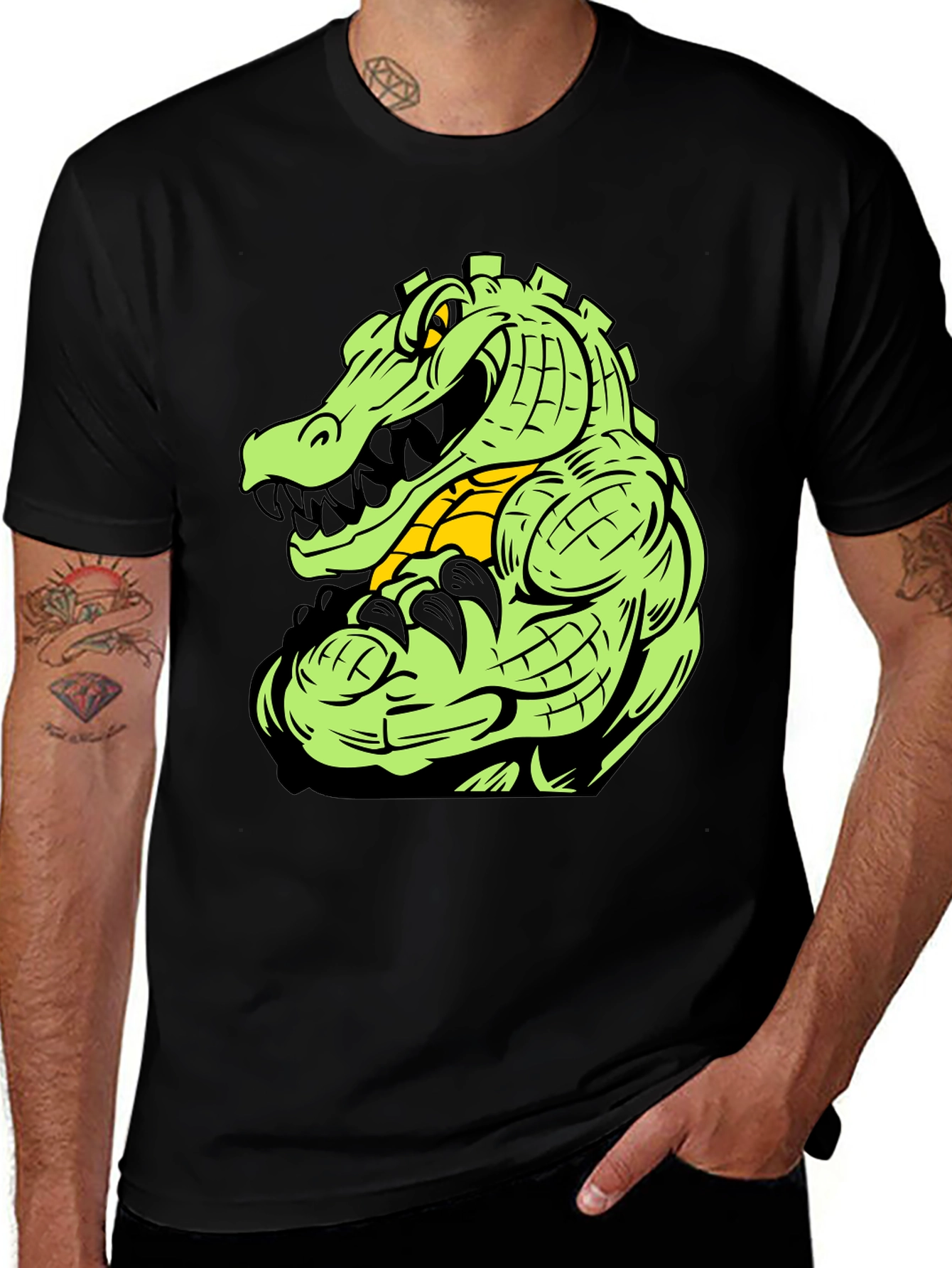 Gator Graphic Tee - Black Cotton T-Shirt