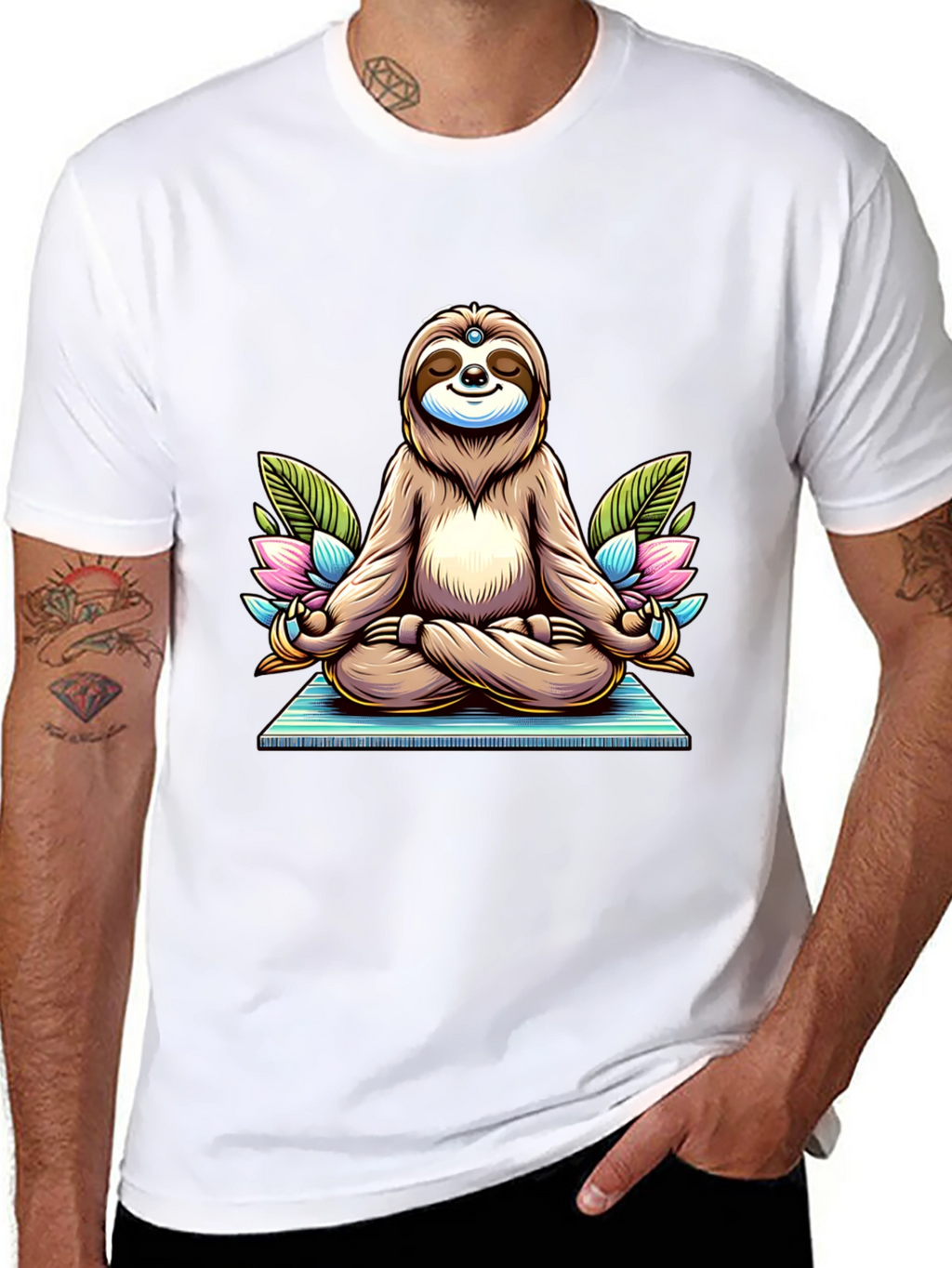 Meditating Sloth T-Shirt - Zen Cartoon Graphic Tee