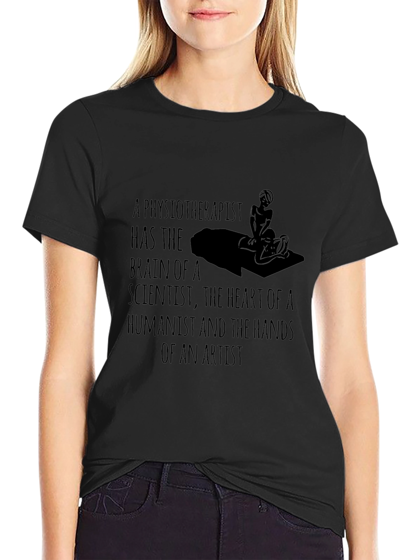 Physiotherapist Brain Heart Hands Artist Black T-Shirt
