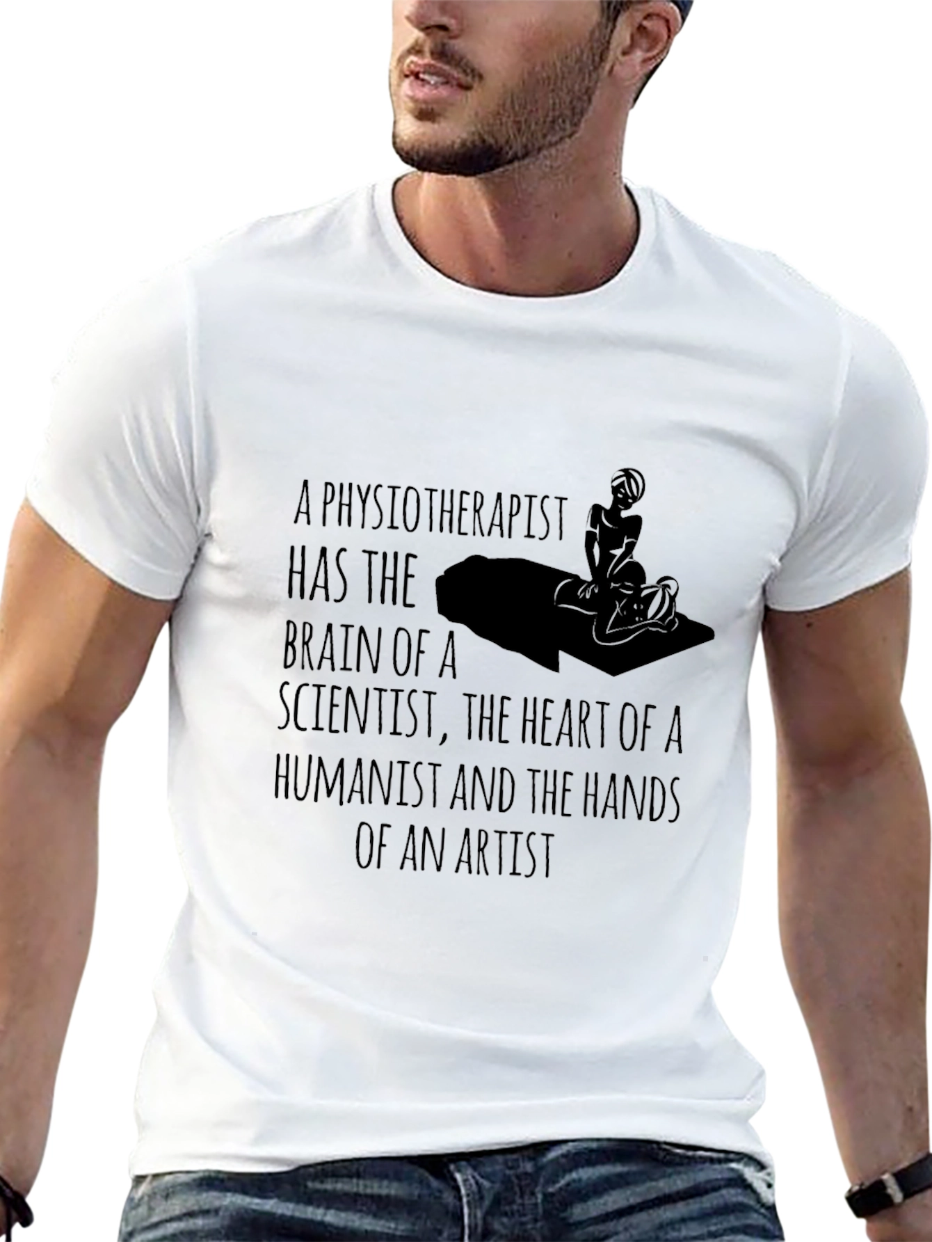 Physiotherapist Brain Heart Hands Artist Black T-Shirt