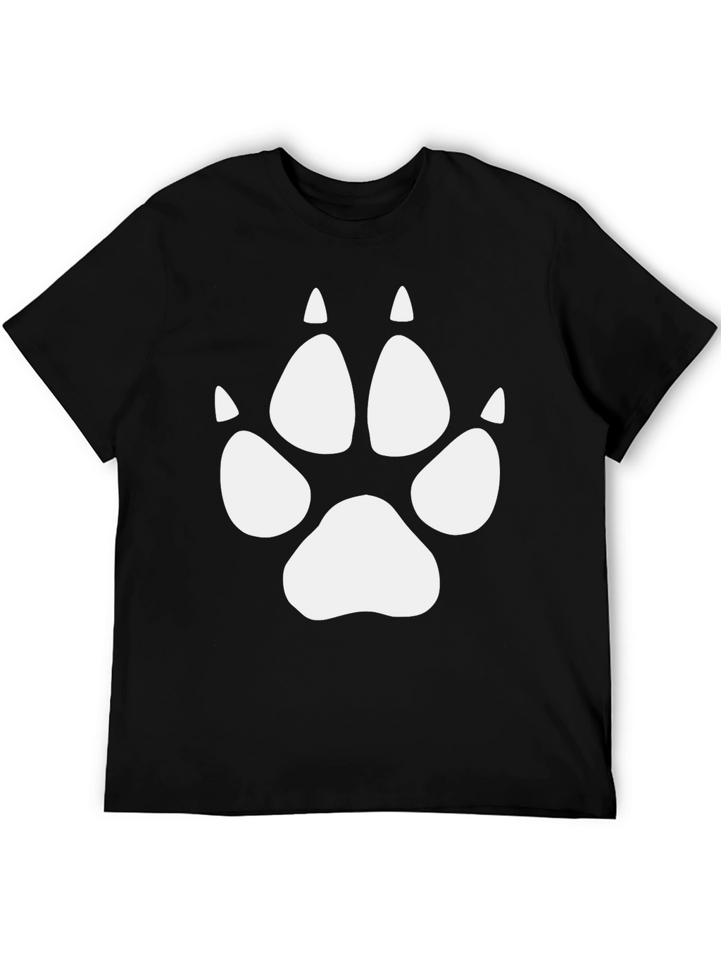 Wolf Paw Print Tee - Black Crew Neck T-Shirt