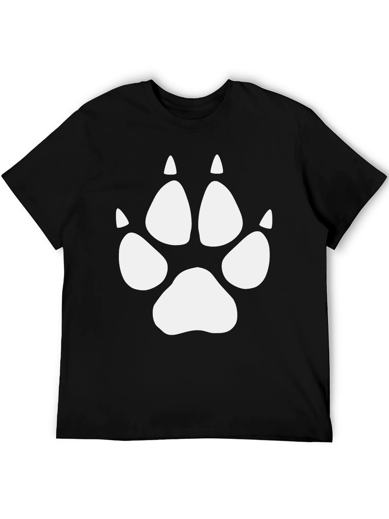 Wolf Paw Print Tee - Black Crew Neck T-Shirt