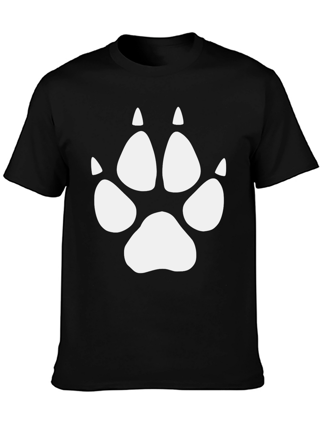 Wolf Paw Print Tee - Black Crew Neck T-Shirt