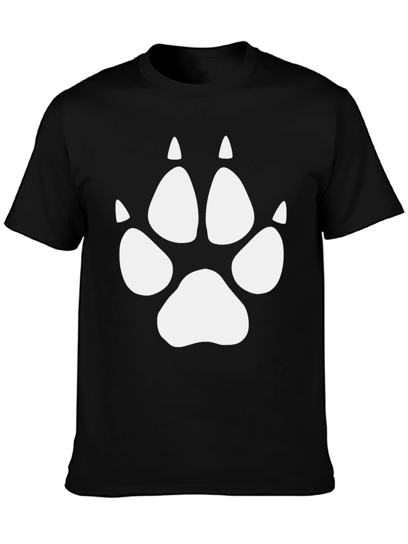 Wolf Paw Print Tee - Black Crew Neck T-Shirt