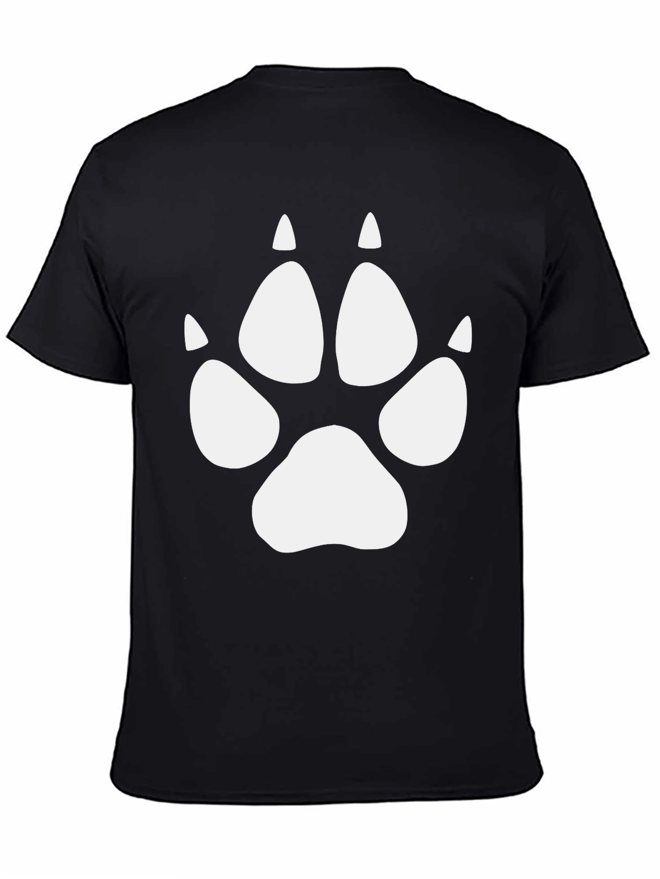 Wolf Paw Print Tee - Black Crew Neck T-Shirt