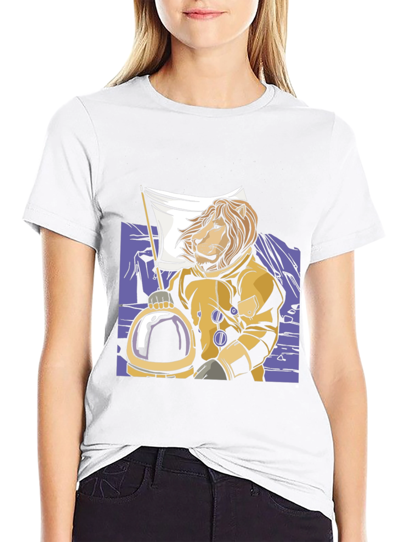 Lion Astronaut Graphic Tee -  Black