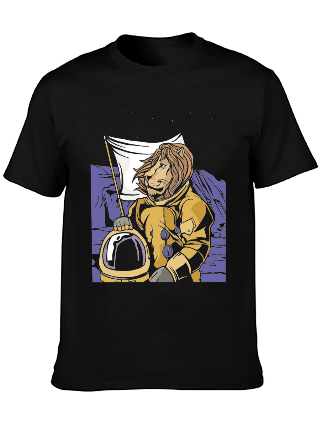 Lion Astronaut Graphic Tee -  Black