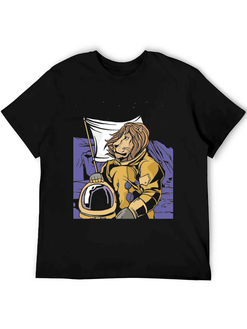 Lion Astronaut Graphic Tee -  Black
