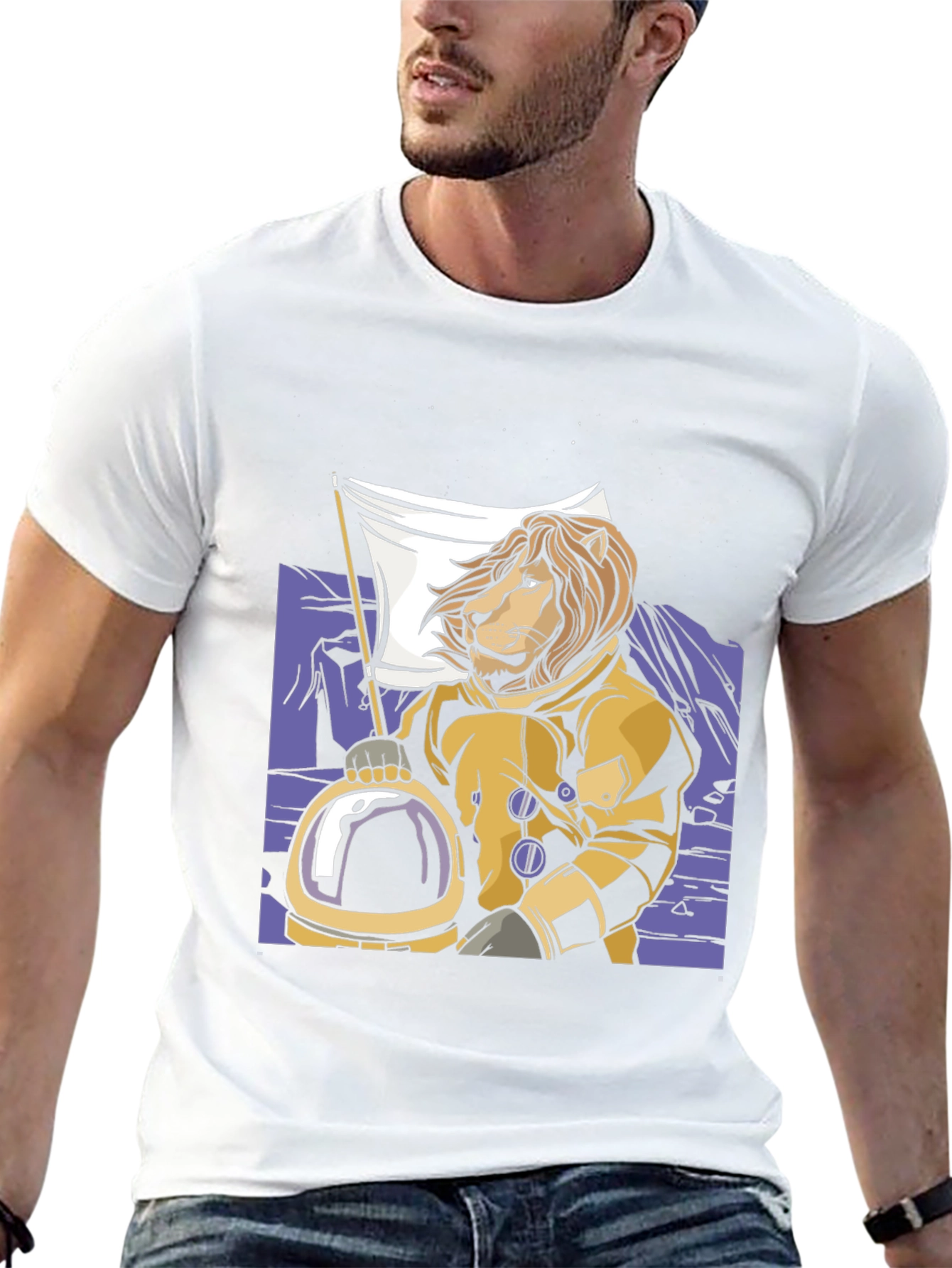 Lion Astronaut Graphic Tee -  Black