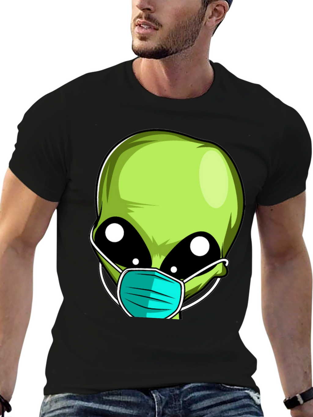 Alien Face Mask Novelty T-Shirt