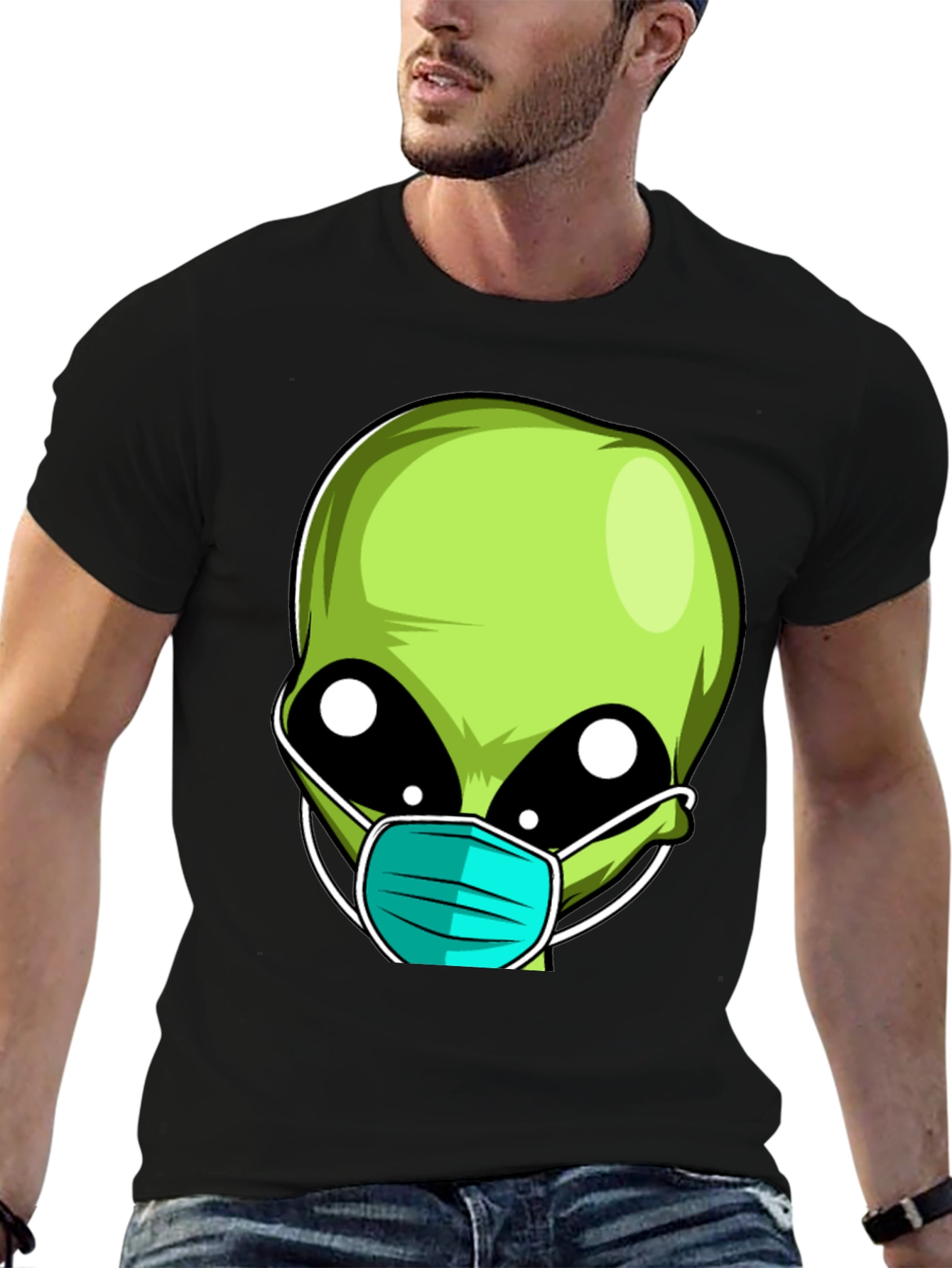 Alien Face Mask Novelty T-Shirt
