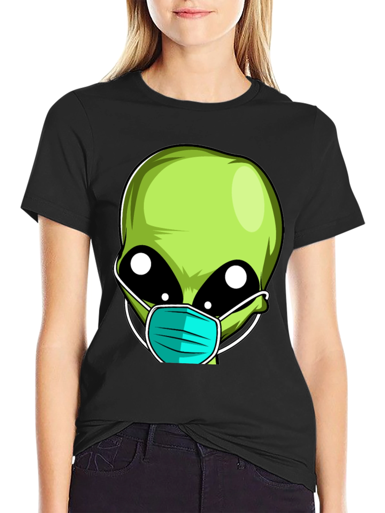 Alien Face Mask Novelty T-Shirt