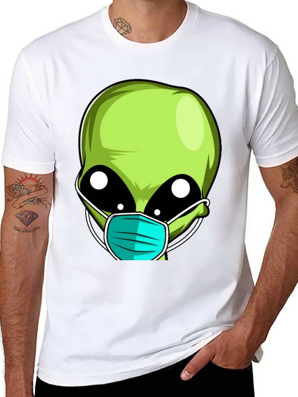 Alien Face Mask Novelty T-Shirt
