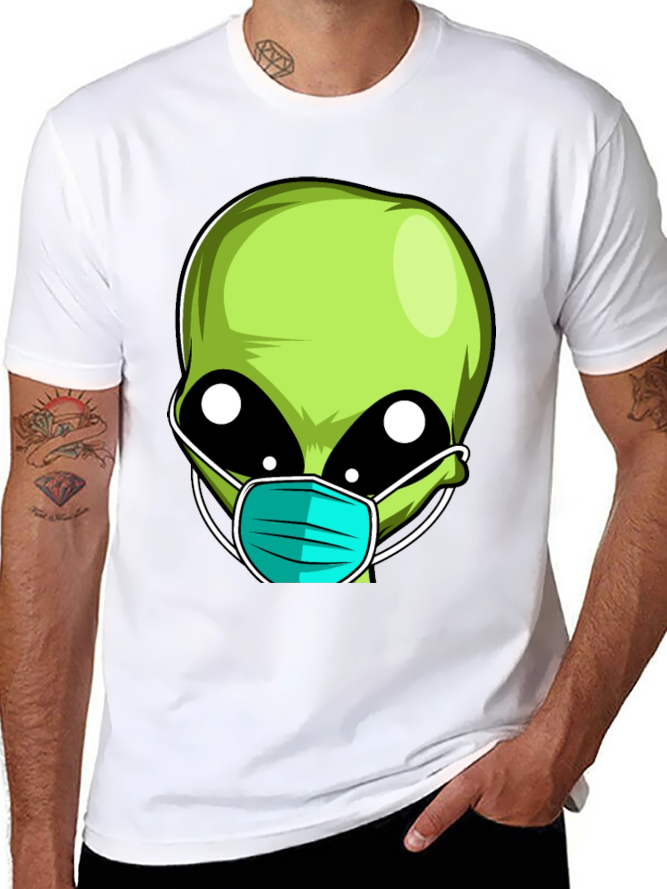 Alien Face Mask Novelty T-Shirt