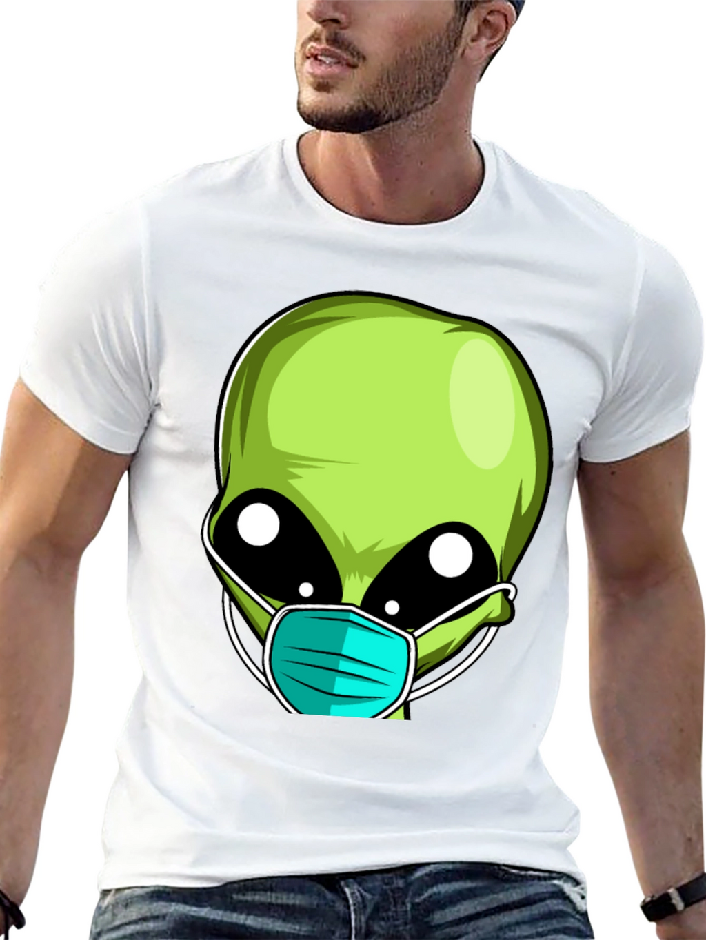 Alien Face Mask Novelty T-Shirt