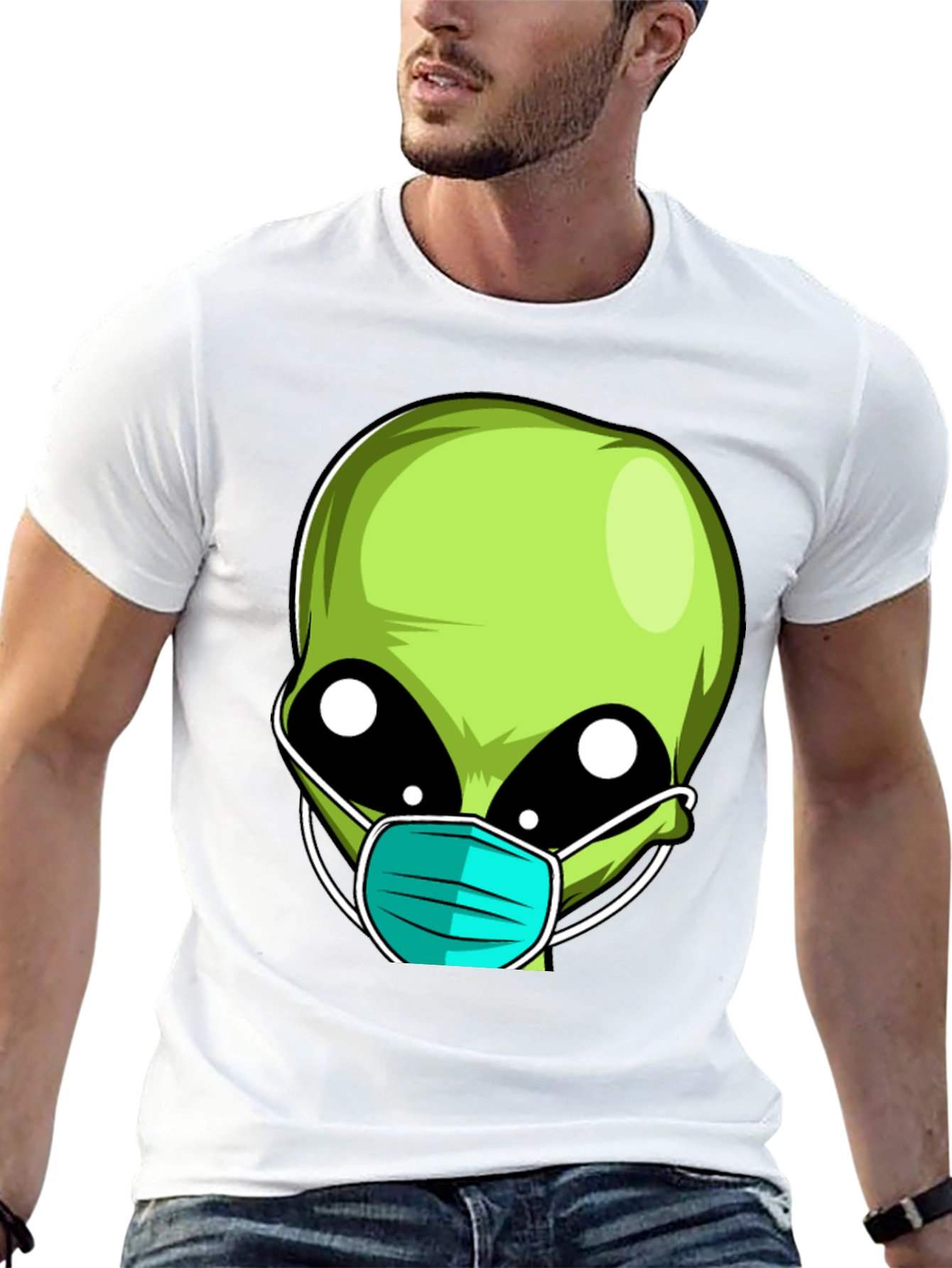 Alien Face Mask Novelty T-Shirt