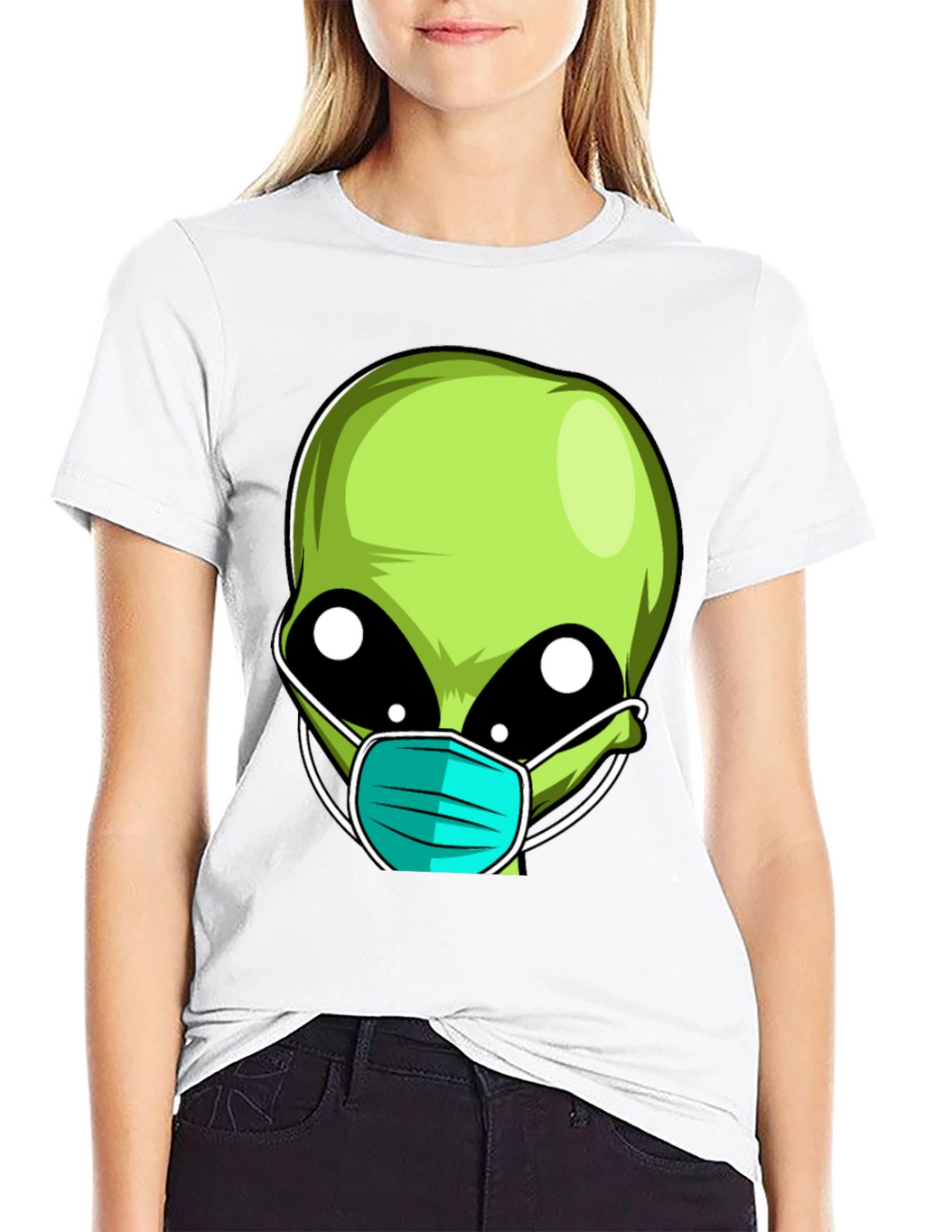Alien Face Mask Novelty T-Shirt