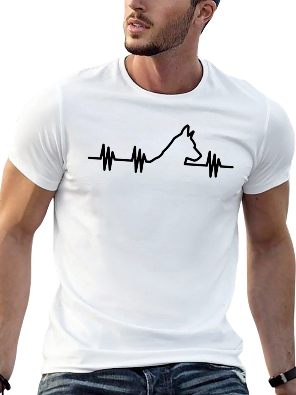 Dog Breed Heartbeat T-Shirt - Black