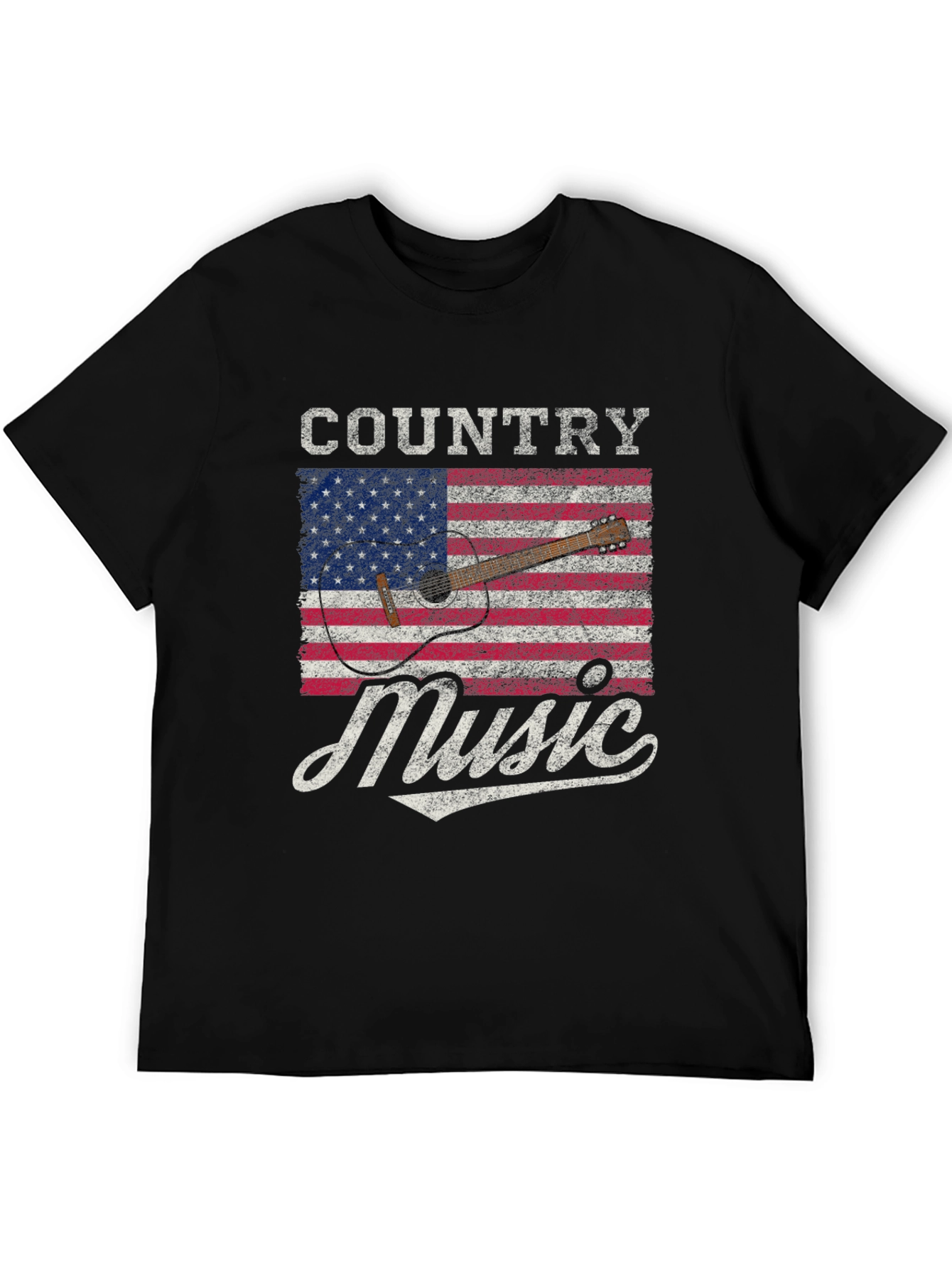 Country Music American Flag Guitar T-Shirt
